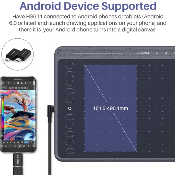 NIB - HUION HS611 Creative Pen Tablet - Graphics Drawing Tablet - Picture 7 of 11